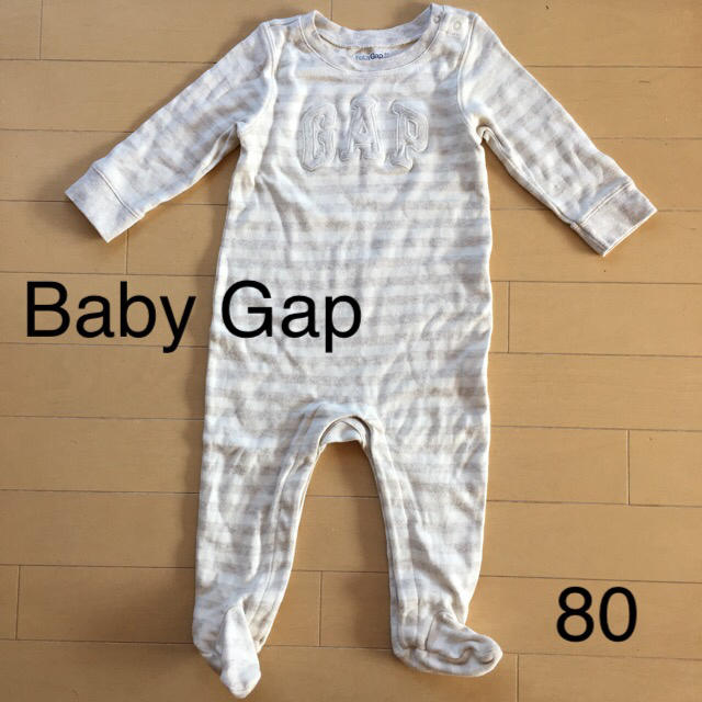 babyGAP(ベビーギャップ)のベビーギャップ  足付きボーダーロンパース キッズ/ベビー/マタニティのベビー服(~85cm)(ロンパース)の商品写真