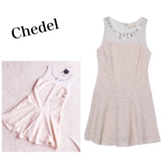 シェデル(Chedel)のChedel ビジュー付ワンピ(ミニワンピース)