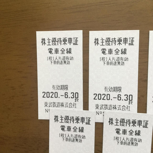 東武鉄道 株主優待乗車証 6枚 2020、6、30までの通販 by NS｜ラクマ