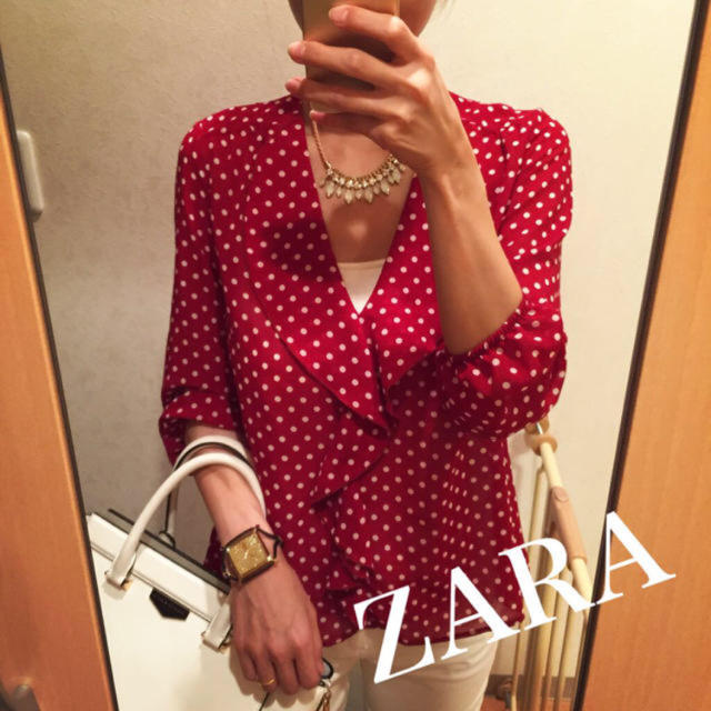 ZARA(ザラ)のZARA シフォン ドット カットソー レディースのトップス(カットソー(長袖/七分))の商品写真