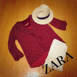 ザラ(ZARA)のZARA シフォン ドット カットソー(カットソー(長袖/七分))