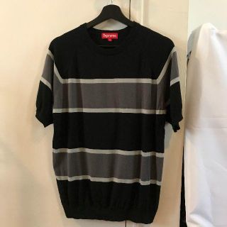 シュプリーム(Supreme)のSUPREME 半袖ボーダーニットUSED美品Mサイズ黒グレー(ニット/セーター)