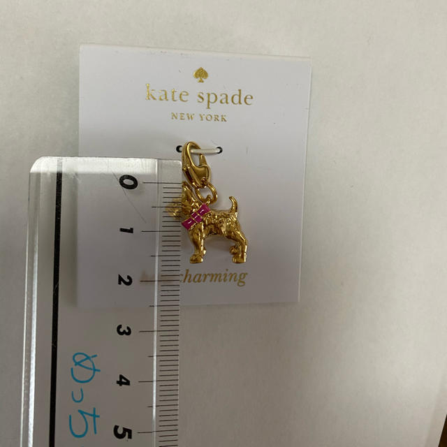 kate spade new york(ケイトスペードニューヨーク)のペンダントトップ　犬　ゴールド　ピンク　リボン　チャーム レディースのアクセサリー(ネックレス)の商品写真