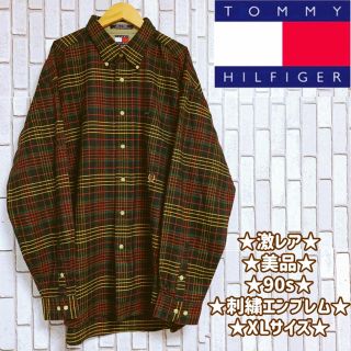 トミーヒルフィガー(TOMMY HILFIGER)の★美品★90s★トミーヒルフィガー★BDシャツ★刺繍エンブレム★XLサイズ(シャツ)