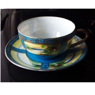 ノリタケ(Noritake)のオールドノリタケ C&S ブルーラスター 湖畔の風景 手描 金盛 チカラマチ(グラス/カップ)