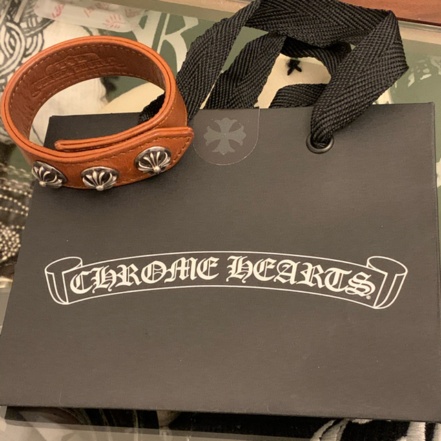 レザー ブレス ブレスレット CHROME HEARTS ブラウン 茶色 クロム