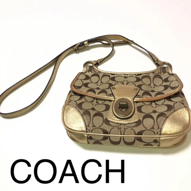 COACH(コーチ)のCOACH コーチ ショルダーバッグ シグネチャー柄 ゴールド レディースのバッグ(ショルダーバッグ)の商品写真