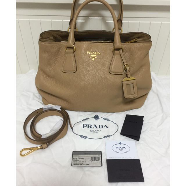 PRADA】プラダ2wayショルダーバッグ ハンドバッグ キャメルストラップ-