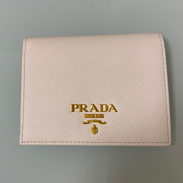 二つ折り財布PRADA 二つ折り財布 ホワイト×ブルー