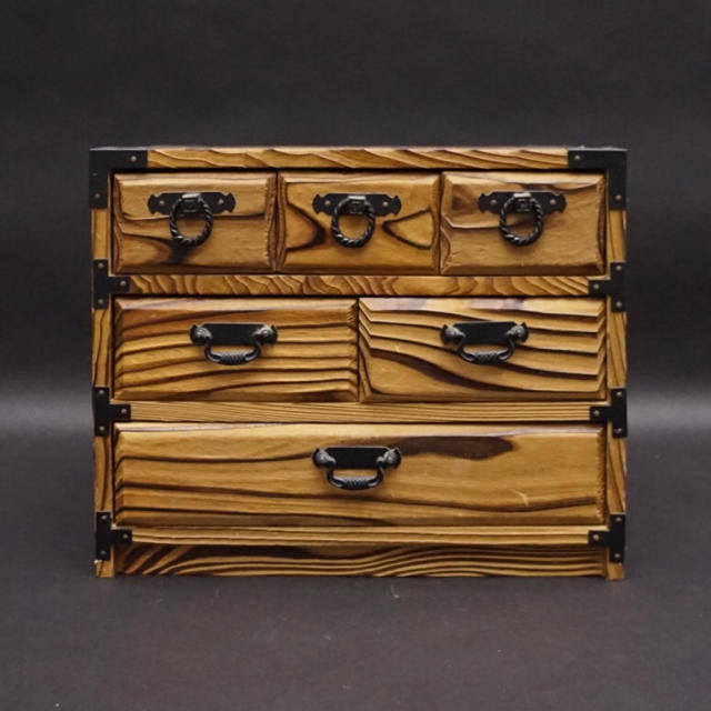 木製 天然木 アンティーク  レトロ 木箱 小物入 三段収納 裁縫箱 古美術品