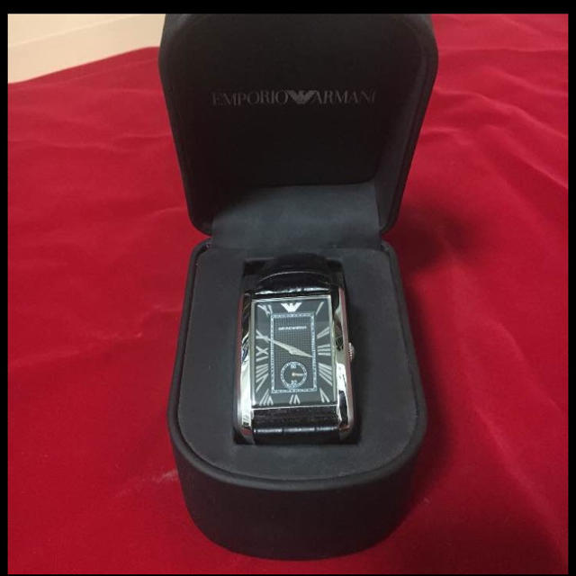 【美品】エンポリオアルマーニ 腕時計 黒 ベルト革製