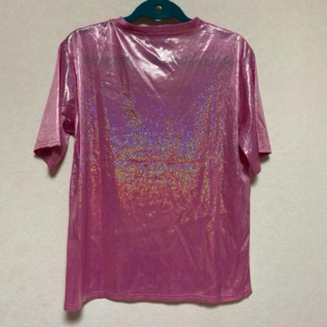 海外 派手 キラキラ スパンコール ピンク レディースのトップス(Tシャツ(半袖/袖なし))の商品写真