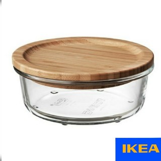 イケア(IKEA)のIKEA 365+保存容器  竹ふた付き 丸形 耐熱ガラス 400ml(容器)