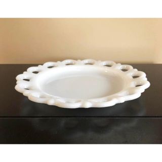 非売品 antique ミルクガラス レースエッジケーキスタンド 食器