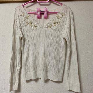 ジャスグリッティー(JUSGLITTY)のJUSGLITTY🌸リブトップス(ホワイト)(カットソー(長袖/七分))