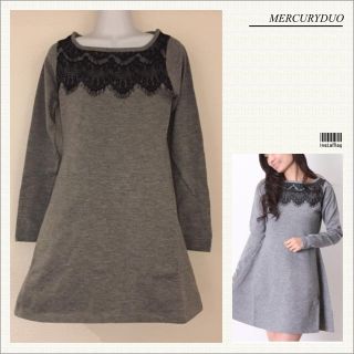 マーキュリーデュオ(MERCURYDUO)の新品マーキュリー☆レース切替ニットワンピ(ミニワンピース)