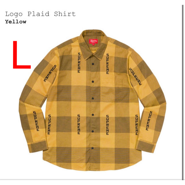 Supreme Logo Plaid Shirt 黄色 Lサイズ