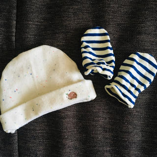 ニシマツヤ(西松屋)の新生児 帽子 ミトン セット(帽子)