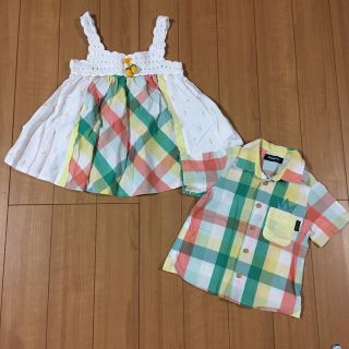 クレードスコープ(kladskap)の美品♡kladskap♡110&90㎝♡姉弟お揃い♡パイナップルセット(Tシャツ/カットソー)