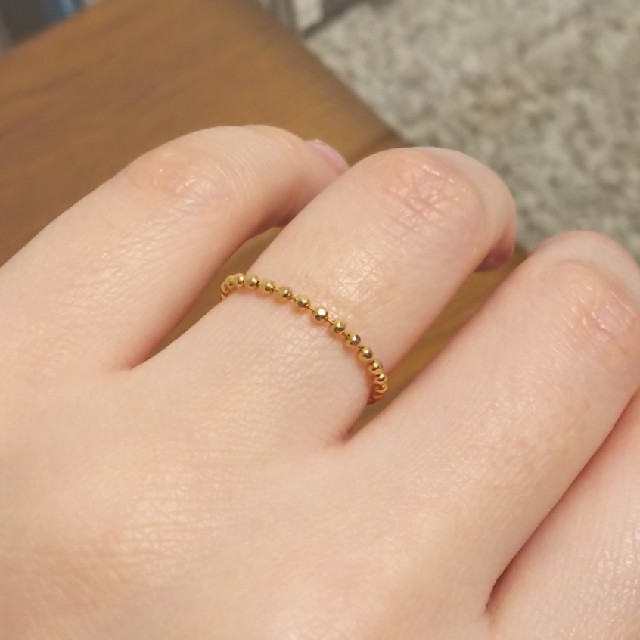 【お値下げ中】18Kボールチェーンリング レディースのアクセサリー(リング(指輪))の商品写真