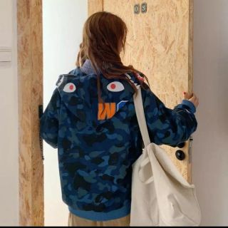 A BATHING APE - カモフラージュ シャーク パーカー ブルー 2XLの ...