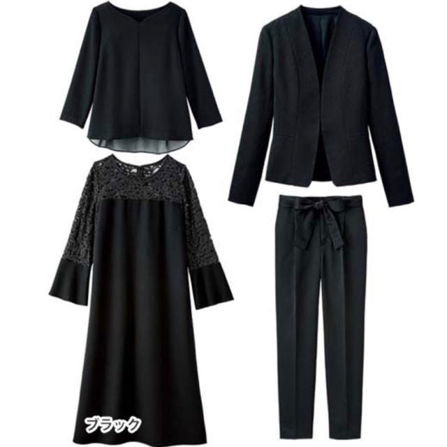 スーツ4点セット　ブラック　大きいサイズ レディースのフォーマル/ドレス(スーツ)の商品写真