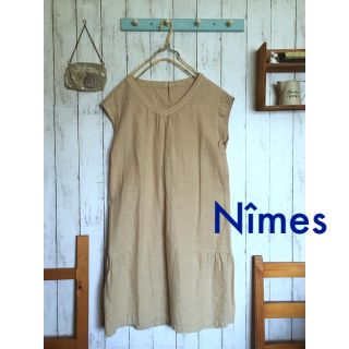 ニーム(NIMES)の＊Nîmes ニーム フレンチスリーブ ゆったりリネン・ワンピ＊(ひざ丈ワンピース)