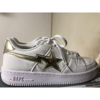 アベイシングエイプ(A BATHING APE)のAPE BAPESTA 白×銀 US8.5 美品(スニーカー)