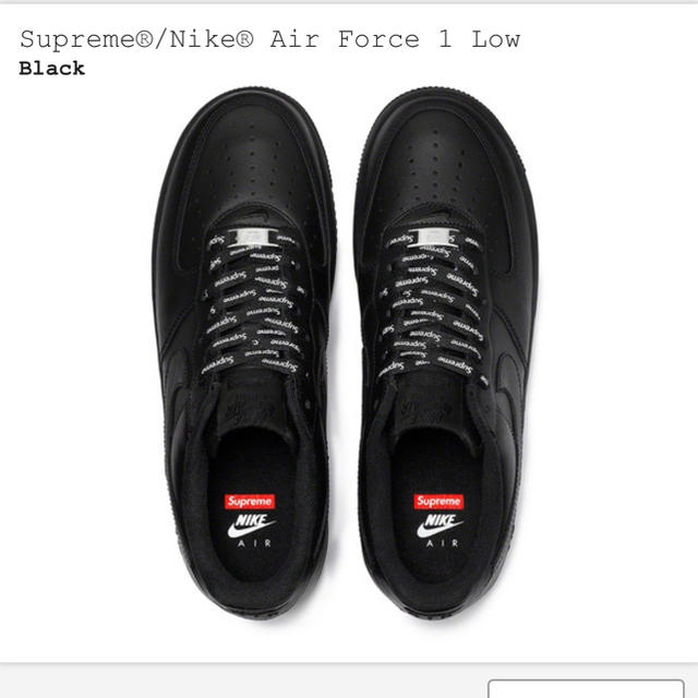 スニーカーSupreme nike air force 1 黒 27.5 us9.5