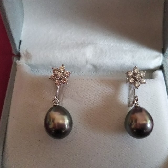 美品 TASAKI 田崎真珠 黒蝶真珠 ダイヤモンド イヤリング ftik.uinsi.ac.id