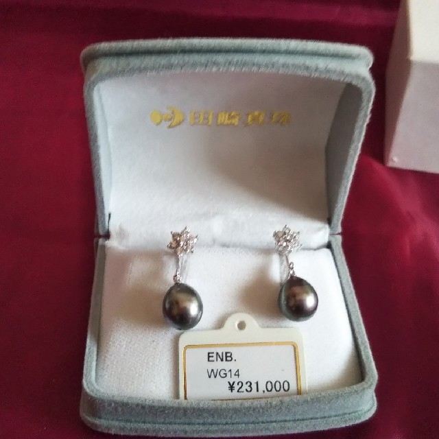 タサキ TASAKI 黒蝶パール K18WG D9774 5mm玉 イヤリング