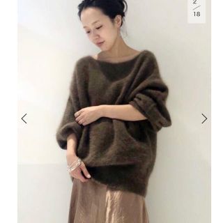 プラージュ(Plage)の美品プラージュ Fur ボリューム袖プルオーバー　ブラウン(ニット/セーター)