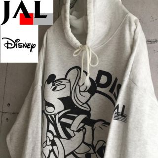 ディズニー(Disney)の[レア]ディズニー&JAL☆ ミッキーマウス スウェット パーカー 白(パーカー)