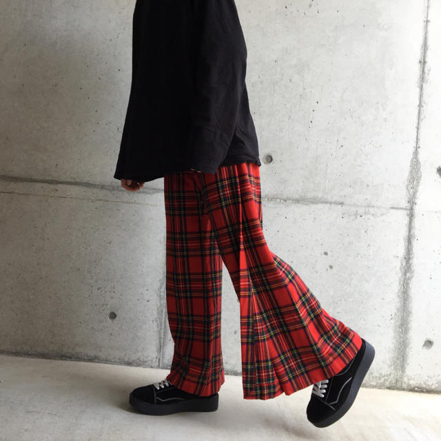 COMME des GARCONS - ヴィンテージ 古着 チェックパンツ 赤 ワイド