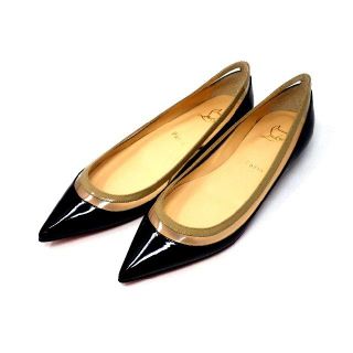 クリスチャンルブタン(Christian Louboutin)のクリスチャン・ルブタン　フラットパンプス　パテント　ブラック　サイズ37(ローファー/革靴)