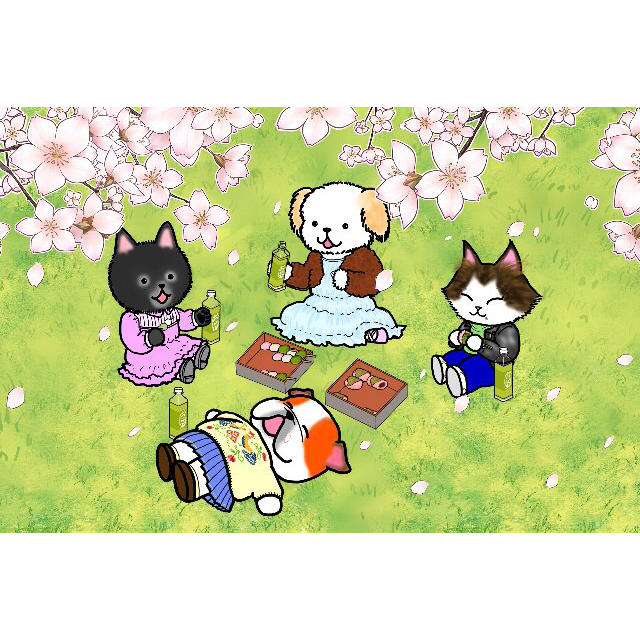 犬と猫のお花見イラスト ビッグトートバッグ の通販 By たまころ屋 ラクマ