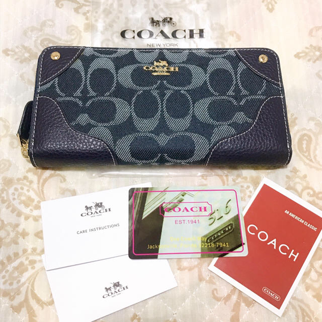 COACH(コーチ)のコーチ COACH デニムレザー長財布 ミッドナイト レディースのファッション小物(財布)の商品写真