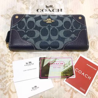 コーチ(COACH)のコーチ COACH デニムレザー長財布 ミッドナイト(財布)