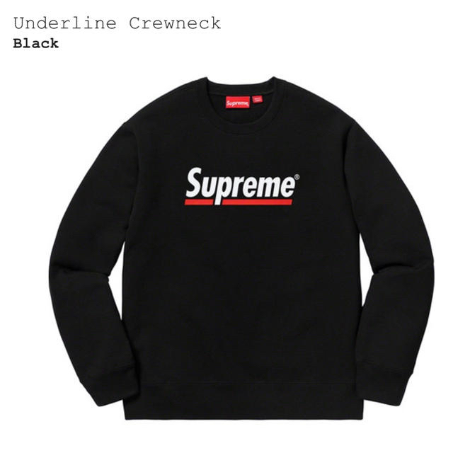 Supreme underline crewneck black Lsizeメンズ