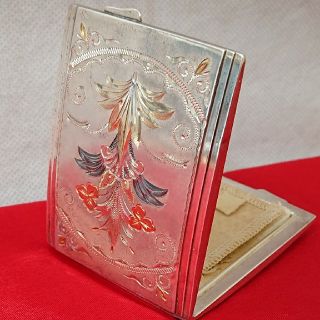 銀製/コンパクト/彫金/レトロ/SILVER/銀製品/化粧小物/メイク道具/ (その他)