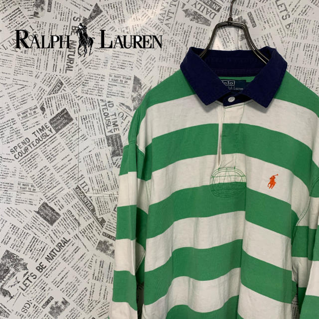 週間売れ筋 【未使用】ラルフローレン ラガーシャツ 紺 緑 XL ポロベア 