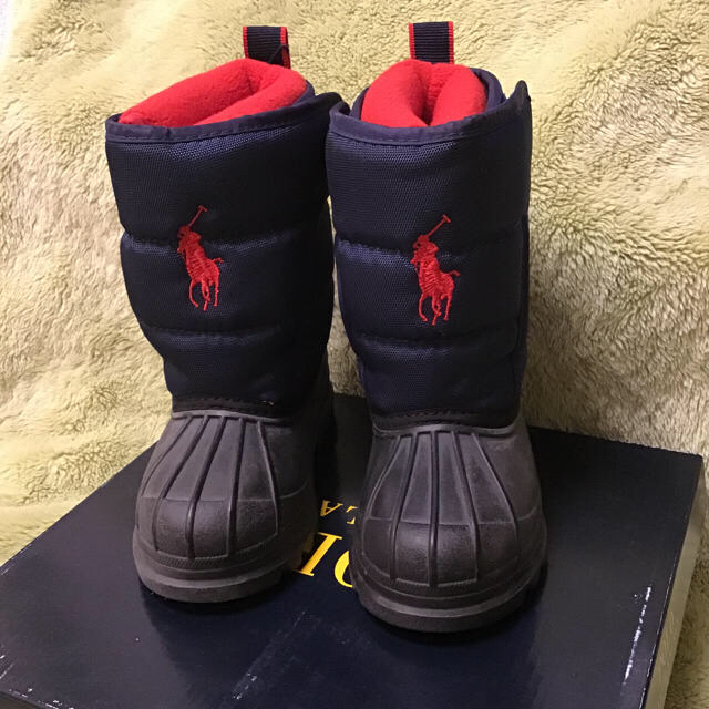 POLO RALPH LAUREN(ポロラルフローレン)のポロ・ラルフローレン スノーブーツ ビッグロゴ キッズ ネイビー　13cm キッズ/ベビー/マタニティのベビー靴/シューズ(~14cm)(ブーツ)の商品写真