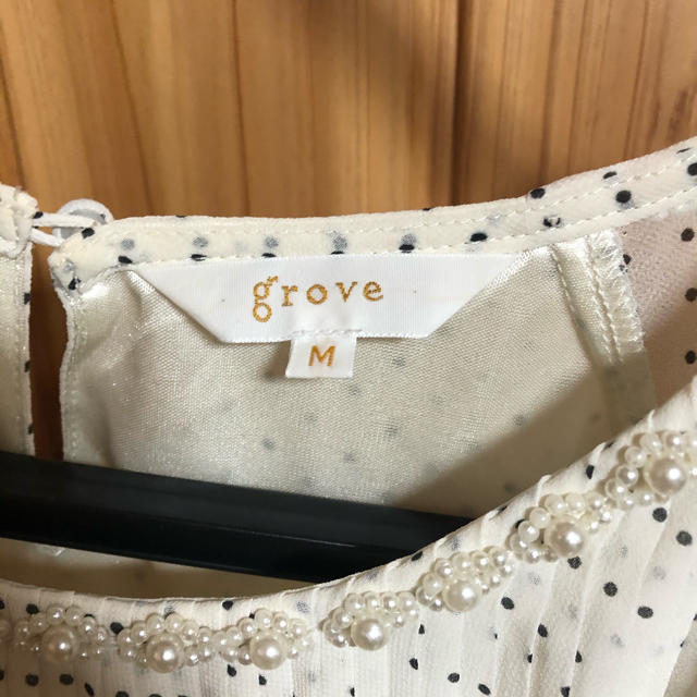 grove(グローブ)のビジュー付　ドット柄ブラウス レディースのトップス(シャツ/ブラウス(半袖/袖なし))の商品写真