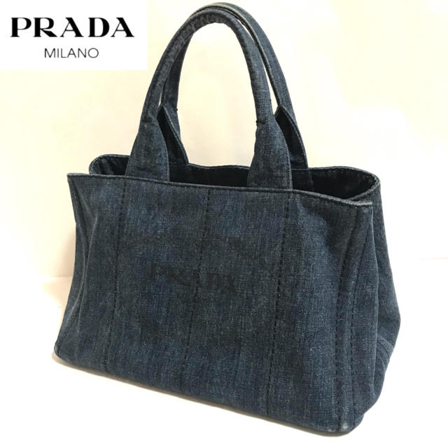 Aランク プラダ カナパトート 1BG642 2WAYミディアム トートバッグ ハンドバッグ ブルー PRADA レディース