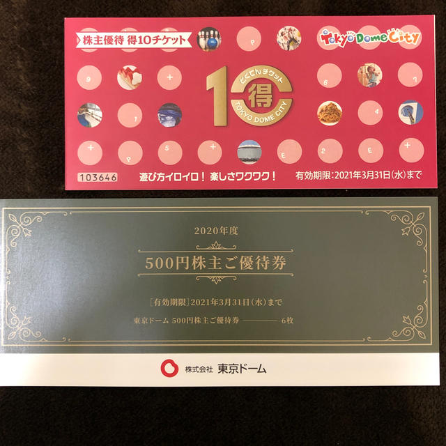 読売ジャイアンツ(ヨミウリジャイアンツ)の東京ドーム　株式優待 チケットの施設利用券(遊園地/テーマパーク)の商品写真