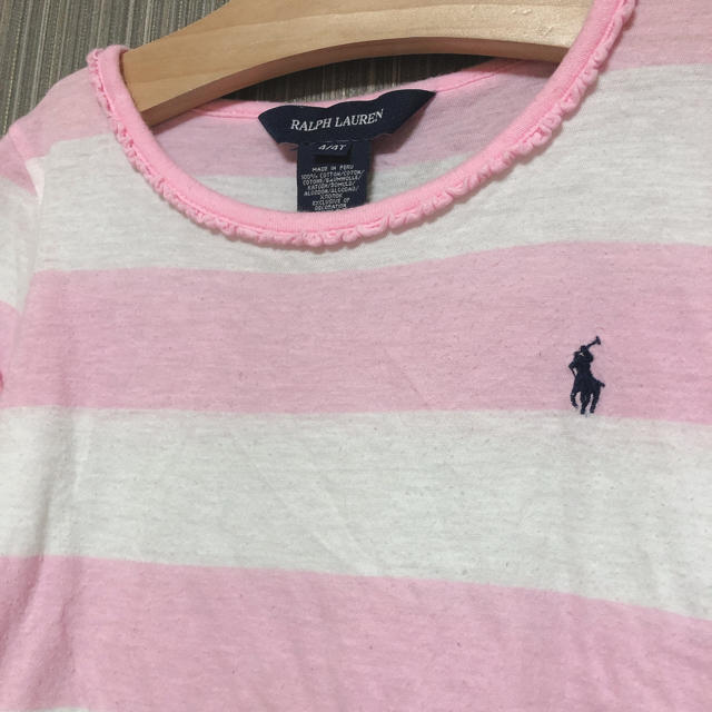 Ralph Lauren(ラルフローレン)のラルフローレン ピンク×白ボーダー Tシャツ 4T キッズ/ベビー/マタニティのキッズ服女の子用(90cm~)(Tシャツ/カットソー)の商品写真