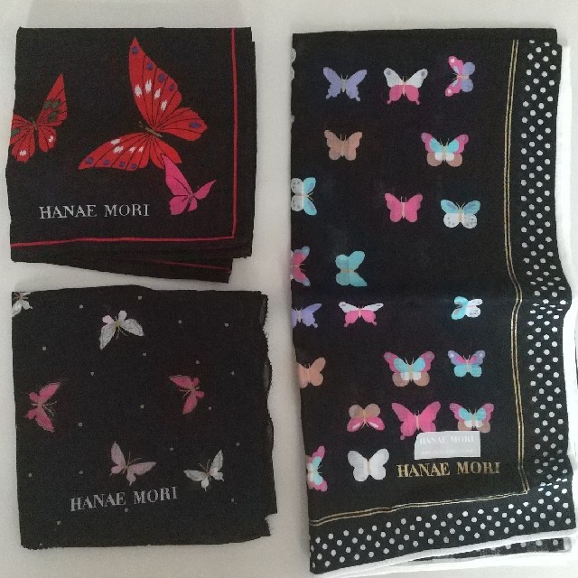 HANAE MORI ハンカチ 3枚セット 蝶々 黒の通販 by bbbind's shop｜ハナエモリならラクマ