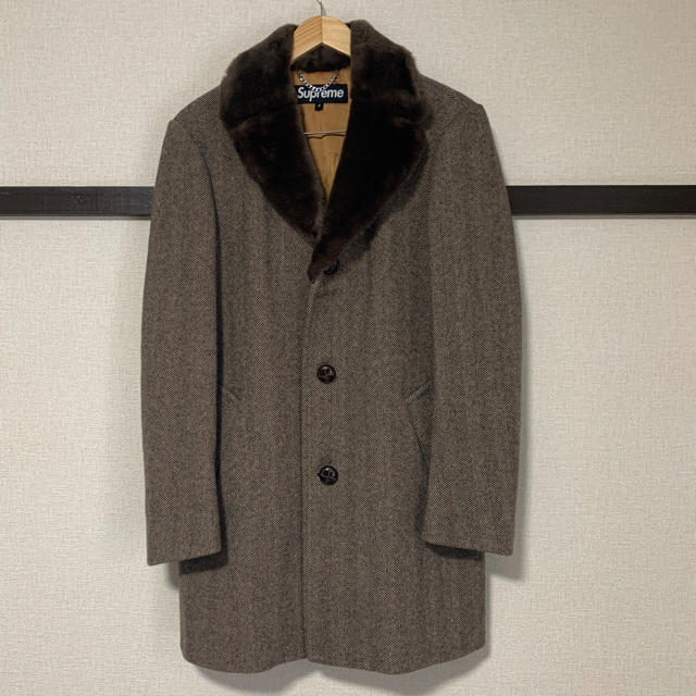 Supreme 15AW tweed coat ツイード チェスターコート S