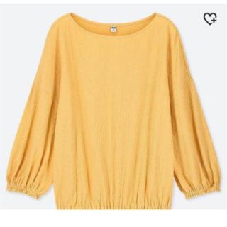 ユニクロ(UNIQLO)のユニクロ ヨウリュウギャザーT 5分袖(イエロー)(シャツ/ブラウス(半袖/袖なし))