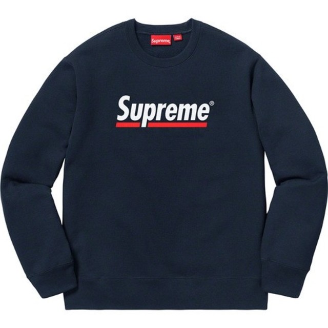 Supreme  Underline Crewneck Navy Sサイズ